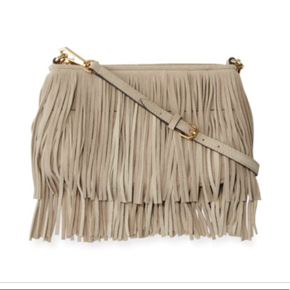 Finn Suede Khaki fringe bag.